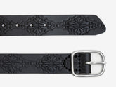Western Debossed Center Bar Belt, Black